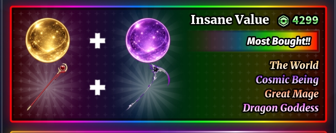 The World + Cosmic Being + Great Mage + Dragon Goddess